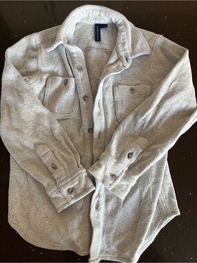 Janie and Jack Light Gray Knit Button-Up thick shirt